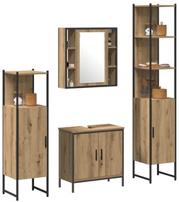 vidaXL Σετ επίπλων μπάνιου  4 τεμαχίων Artisan Oak Επεξεργασμένη ξυλεία