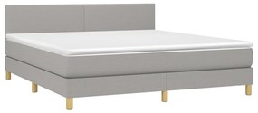 Κρεβάτι Boxspring με Στρώμα &amp; LED Αν.Γκρι 180x200 εκ Υφασμάτινο - Γκρι