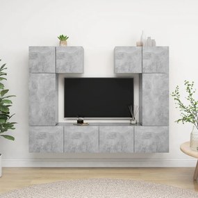vidaXL Έπιπλα Τηλεόρασης Σετ 6 τεμ. Γκρι Σκυροδέματος από Μοριοσανίδα
