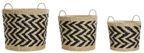 Σετ Καλαθιών DKD Home Decor Μαύρο Ανοιχτό καφέ Φυσική ίνα (3 Τεμάχια) (3 Μονάδες)