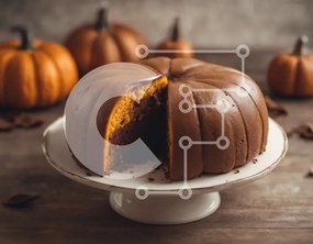 Σετ των 2 Intra Συλλεκτικό Ξύλινο Παζλ Plywood  4mm - Τούρτα Bundt σοκολάτας με κολοκύθες Σε Ξύλινο Κουτί - Διαστάσεις: 10x10 cm – 25 κομμάτια