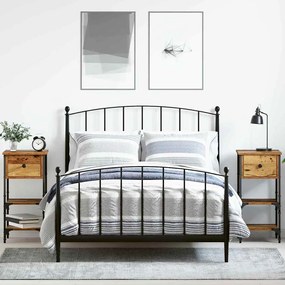 vidaXL Κομοδίνο με συρτάρι 2 pcs Παλαιό ξύλο 34 x 36 x 70 εκ