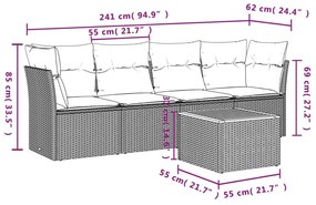Σετ Καναπέ Κήπου 5 τεμ. Μπεζ Συνθετικό Ρατάν με Μαξιλάρι - Μπεζ