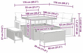 vidaXL Σετ Καναπέ Κήπου με μαξιλάρι 8 pcs Γκρι 100 x 100 x 71 cm