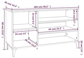 Παπουτσοθήκη Γυαλιστερό Λευκό 102x36x60 εκ. Επεξεργασμένο Ξύλο - Λευκό