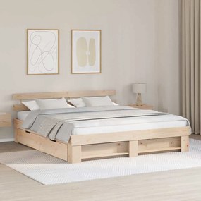 vidaXL Σκελετός Κρεβατιού Καφέ 180 x 200 cm Μασίφ ξύλο πεύκου