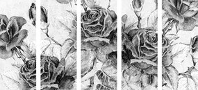 Βίντατζ μπουκέτο με τριαντάφυλλα 5 τμημάτων σε ασπρόμαυρο σχέδιο