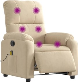vidaXL Πολυθρόνα Μασάζ Ηλεκτρική Ανακλινόμενη Κρεμ Ύφασμα Μικροϊνών