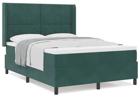 vidaXL Κρεβάτι με ελατήρια Σκούρο πράσινο 140 x 190 cm Βελούδο