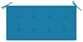 vidaXL Παγκάκι Κήπου 112 εκ. από Μασίφ Ξύλο Teak με Μπλε Μαξιλάρι