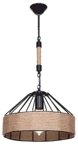 Φωτιστικό Οροφής PWL-0975 Φ33x61cm 1xΕ27 60W Black-Natural