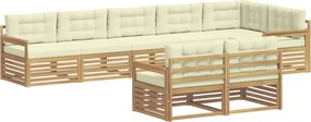 vidaXL Σειρά Καναπέ Εξωτερικού 8 pcs Λευκό και Κρεμ Πολυεστέρας
