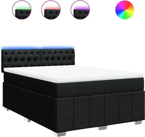vidaXL Κρεβάτι Boxspring με Στρώμα Μαύρο 140x200 εκ. Υφασμάτινο