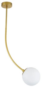 DRIZZLE 00921 Μοντέρνο Φωτιστικό Οροφής Μονόφωτο Χρυσό 100cm με Λευκό Ματ Γυαλί Φ15 x Y100cm