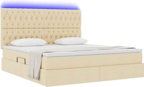 vidaXL LED Κρεβάτι αποθήκευσης με στρώμα Κρέμ 160 x 200 cm Ύφασμα