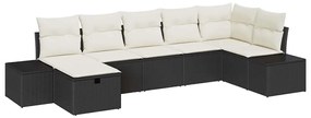 vidaXL Σετ Καναπέ Κήπου με μαξιλάρι 7 pcs Μαύρο Πολυ ράταν