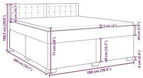 Κρεβάτι Boxspring με Στρώμα Μαύρο 180x200 εκ. Υφασμάτινο - Μαύρο