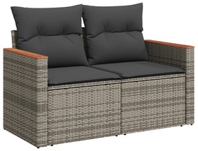 vidaXL Set Κήπου 10 Τεμαχίων  με Γκρι Μαξιλάρια Πολυ-ράταν Ακακία