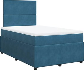 vidaXL Κρεβάτι Boxspring με Στρώμα Μπλε 120x200 εκ. Βελούδινο