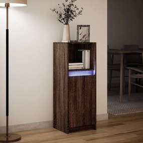 vidaXL Ντουλάπι με Φώτα LED Καφέ Δρυς 38x34x100 εκ. Επεξεργασμένο Ξύλο