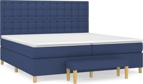 vidaXL Κρεβάτι Boxspring με Στρώμα Μπλε 200x200 εκ. Υφασμάτινο