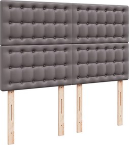 vidaXL Κρεβάτι Boxspring με Στρώμα Γκρι 140x190εκ. από Συνθετικό Δέρμα