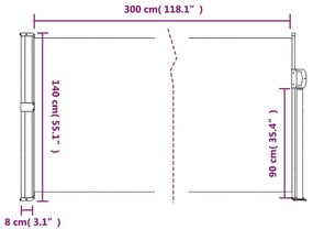 Σκίαστρο Πλαϊνό Συρόμενο Ανθρακί 140 x 300 εκ. - Ανθρακί