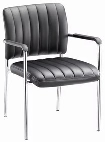 Cazen stackable guest chair black pu-chrome leg 47x45x87cm 55x49x84 εκ.