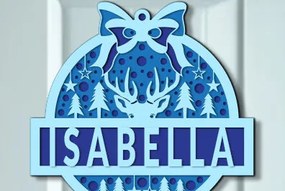 Σετ των 2 Intra απο ξύλο plywood 3mm-4mm πάχος Χριστουγεννιάτικη κρεμάστρα πόρτας 3D Δίασταση 15x15 cm INTRAFABR-74242808