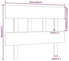 Κεφαλάρι Κρεβατιού Μαύρο 93,5x3x81 εκ. από Μασίφ Ξύλο Πεύκου - Μαύρο