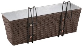 vidaXL Σετ 2 τμχ Τραπεζοειδής Ζαρντινιέρα Rattan 50 cm Καφέ