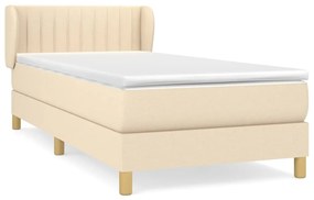 vidaXL Κρεβάτι Boxspring με Στρώμα Κρεμ 100 x 200 εκ. Υφασμάτινο