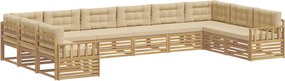 vidaXL Σετ Καναπέ 10 τμχ. 10-θέσια White and Beige Polyester