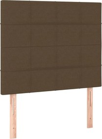 vidaXL Κρεβάτι Boxspring με Στρώμα Σκούρο Καφέ 90x200 εκ. Υφασμάτινο