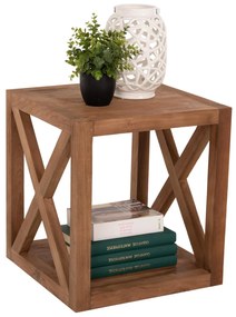 SIDE TABLE  SQUARE WITH STORAGE SPACE-RECYCLED TEAK WOOD 45x45x51Hcm.