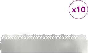 vidaXL Περιγράμματα γκαζόν 10 pcs Ασημί 103 x 0,05 x 22 εκ