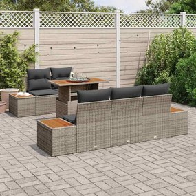 vidaXL Σετ Καναπέ Κήπου με αποθήκευση 6 pcs Γκρι Πολυ ράταν