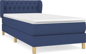 vidaXL Κρεβάτι Boxspring με Στρώμα Μπλε 100 x 200 εκ. Υφασμάτινο