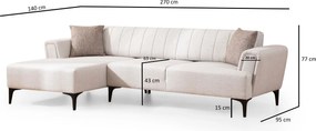 Corner Sofa-Bed Hamlet Left - Ecru Ecru