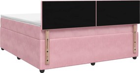 vidaXL Κρεβάτι box spring με στρώμα Ροζ 160 x 200 cm Βελούδο