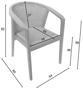 Πολυθρόνα Granny pakoworld teak wood και συνθετικό σχοινί σε φυσική απόχρωση 60x60x82εκ (1 τεμάχια)