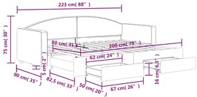 Καναπές Κρεβάτι Συρόμενος Ανοιχτό Γκρι 80x200εκ Ύφασμα Συρτάρια - Γκρι