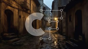 Intra Συλλεκτικό Ξύλινο Παζλ Plywood 4mm - Σκοτεινό δρομάκι με vintage κτίρια και φανάρια Σε Ξύλινο Κουτί - Διαστάσεις Puzzle: 10x10 cm – 25 κομμάτια