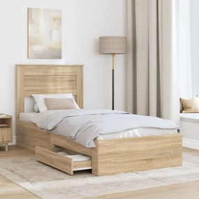 vidaXL Σκελετός Κρεβατιού Δρύς Sonoma 100 x 200 cm Επεξεργασμένο Ξύλο