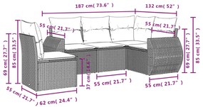 vidaXL Σετ Καναπέ Κήπου 5 Τεμαχίων Μαύρο Συνθετικό Ρατάν με Μαξιλάρια