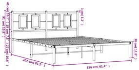 Πλαίσιο Κρεβατιού με Κεφαλάρι Λευκό 150 x 200 εκ. Μεταλλικό - Λευκό