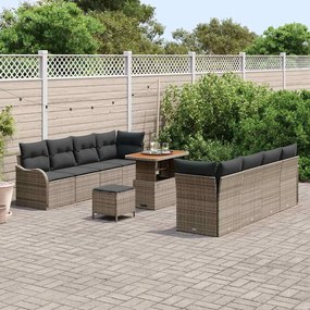 vidaXL Σετ Καναπέ Κήπου με μαξιλάρι 11 pcs Γκρι 90 x 55 x 71 cm