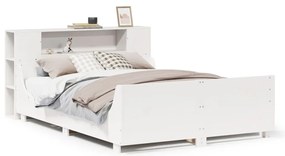 vidaXL Σκελετός Κρεβ. Χωρίς Στρώμα Λευκό 135x190 εκ Μασίφ Πεύκο