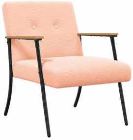 vidaXL Πολυθρόνα Ροζ 59 x 75 x 78 εκ Κάλαθος ύφασμα με σγουρή υφή