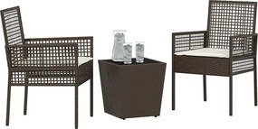 vidaXL Σετ Μπιστρό Κήπου 3 pcs Καφέ συνθετικό ρατάν